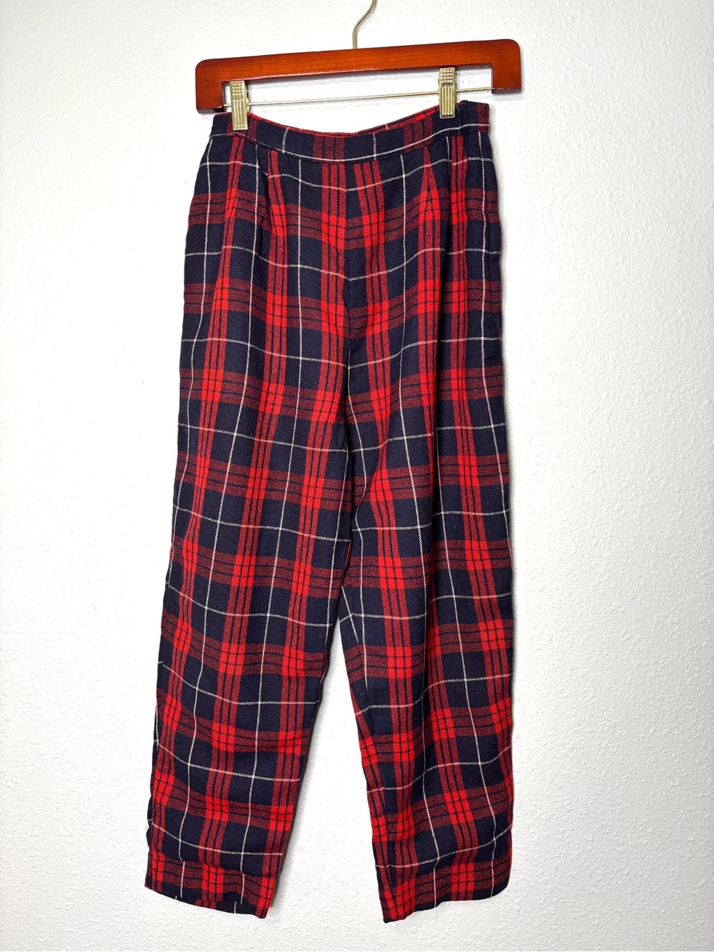 Queen Casuals 1960s Vintage Wool Blend Beatnik Plaid Cafe Pants 13/14 M